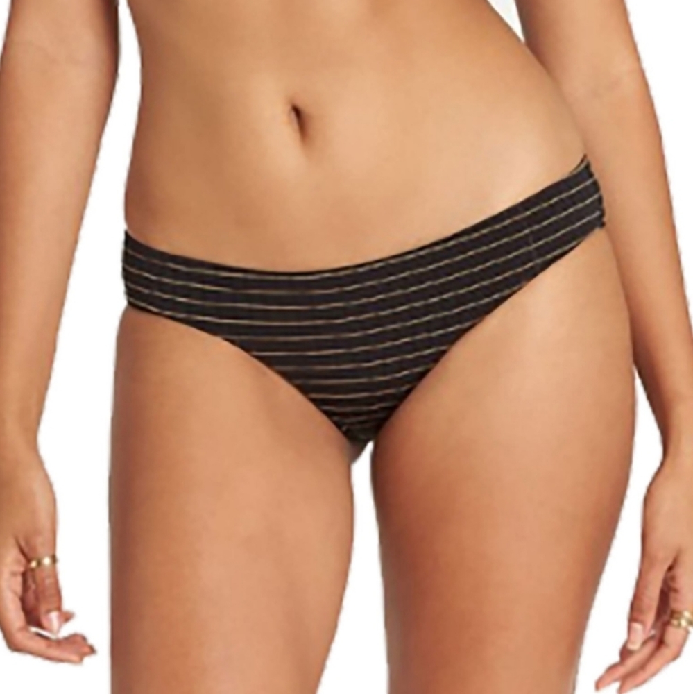 Billabong Warm Days Hawaii Lo Cheeky Bikini  Swimsuit Bottoms-Black Striped
